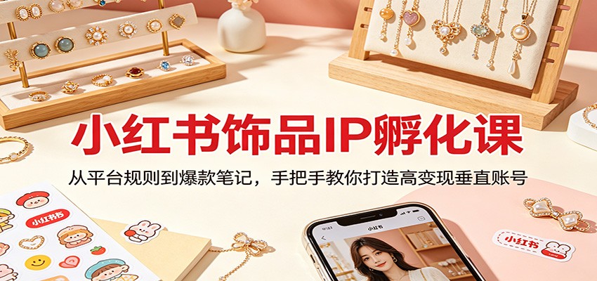 小红书饰品IP孵化课：从平台规则到爆款笔记，手把手教你打造高变现垂直账号-知创网