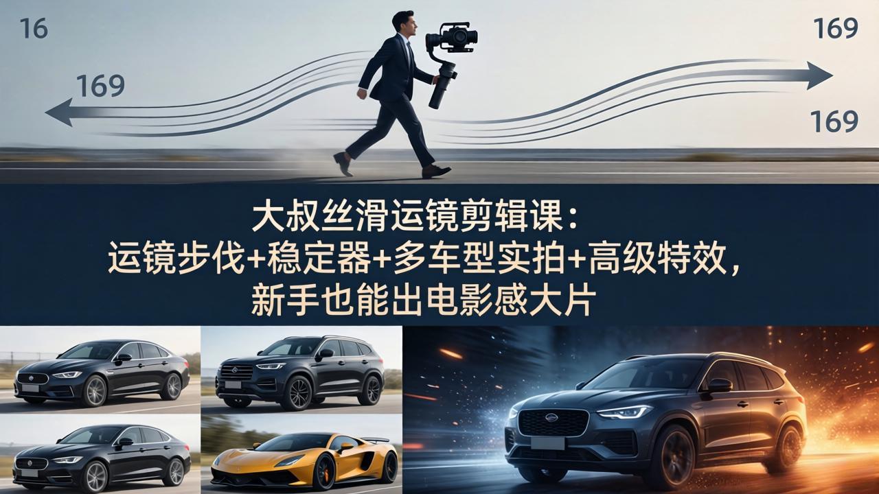 （18004期）大叔丝滑运镜剪辑课：运镜步伐+稳定器+多车型实拍+高级特效，新手也能出电影感大片-知创网