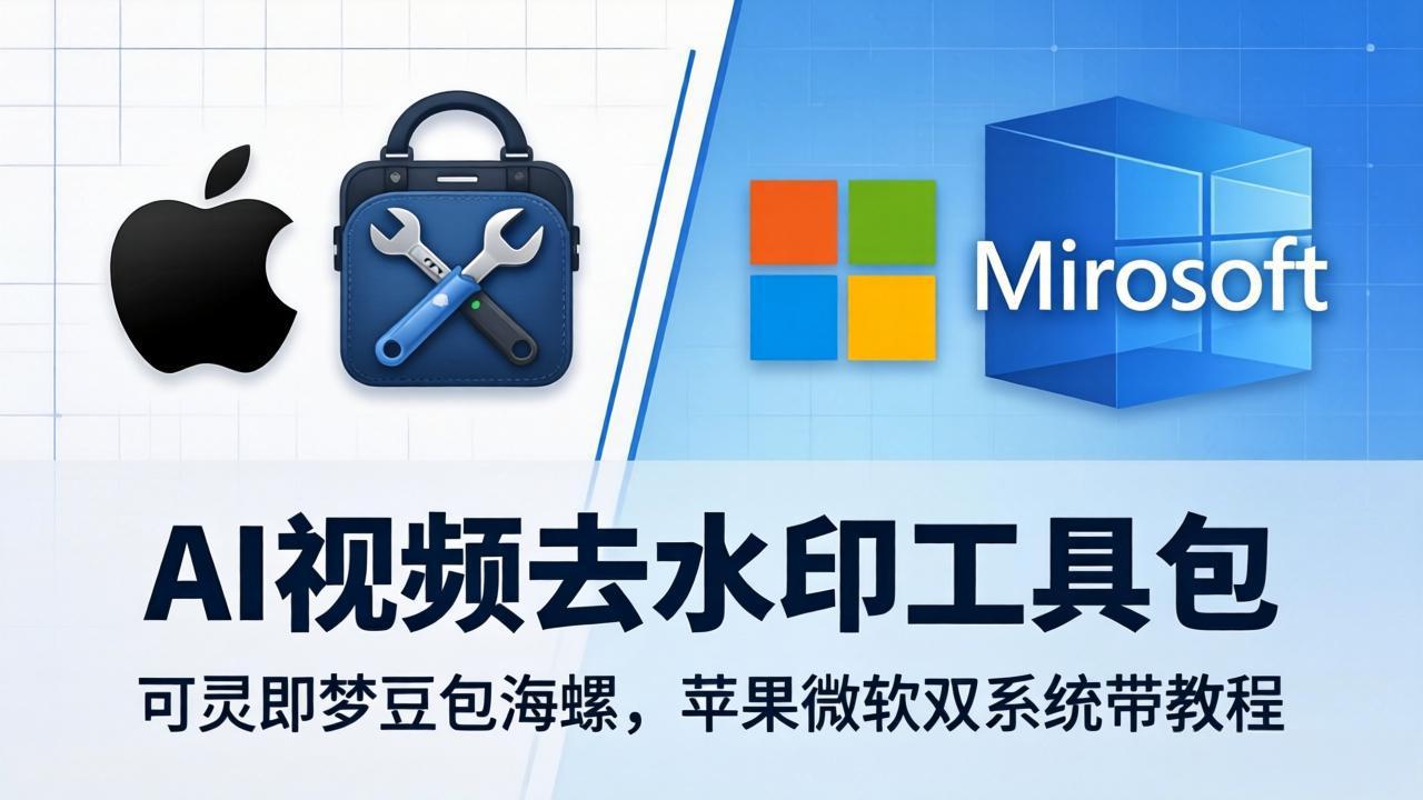 （18073期）AI视频去水印工具包：可灵即梦豆包海螺，苹果微软双系统带教程-知创网
