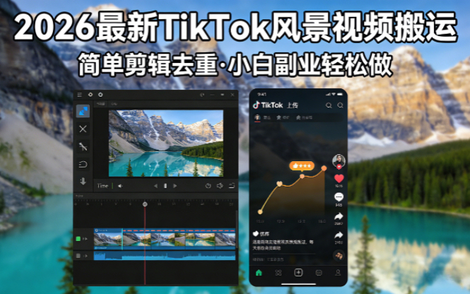 (18001期)2026最新TikTok风景视频搬运简单剪辑去重小白副业月入 8000-知创网