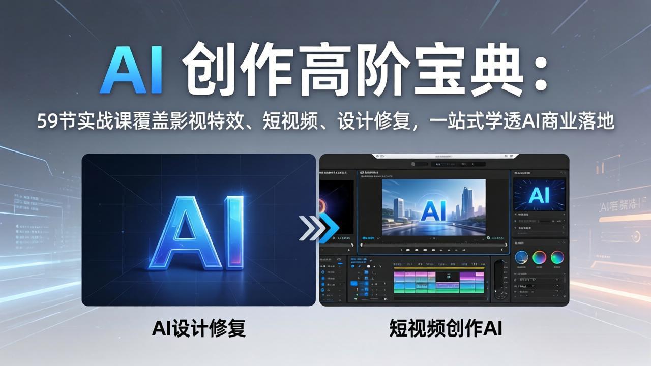 (17887期)AI 创作高阶宝典:59节实战课覆盖影视特效、短视频、设计修复,一站式学透AI商业落地-知创网