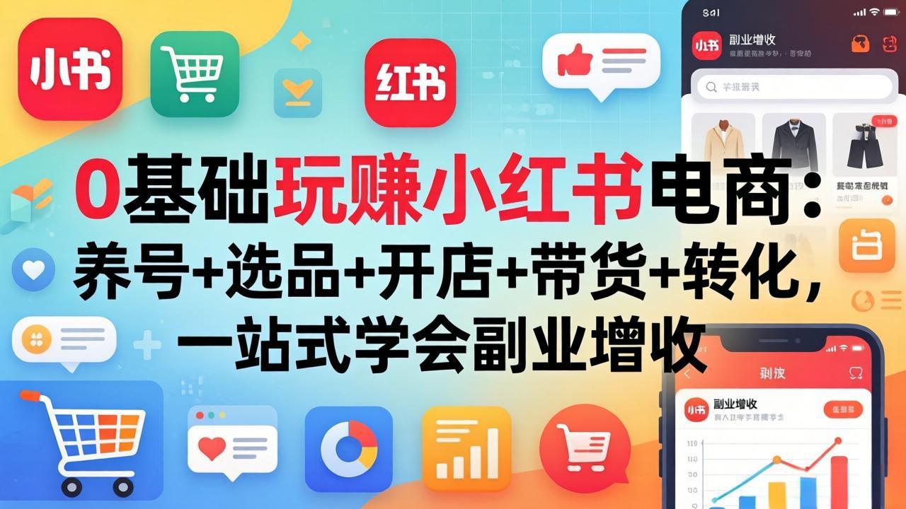 （17949期）0基础玩赚小红书电商：养号+选品+开店+带货+转化，一站式学会副业增收-知创网