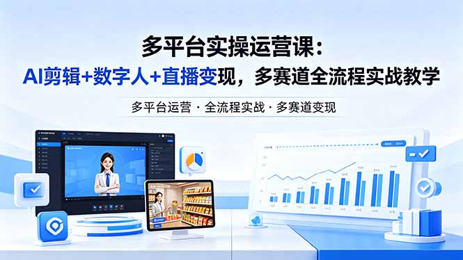 （18131期）某团队多平台实操运营课-更新26年4月20：AI剪辑+数字人+直播变现，多赛道全流程实战教学-知创网
