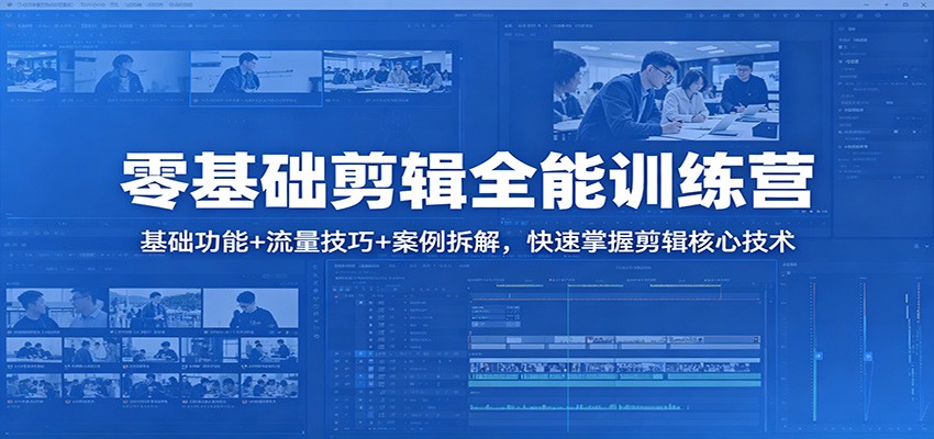 零基础剪辑全能训练营：基础功能+流量技巧+案例拆解，快速掌握剪辑核心技术-知创网