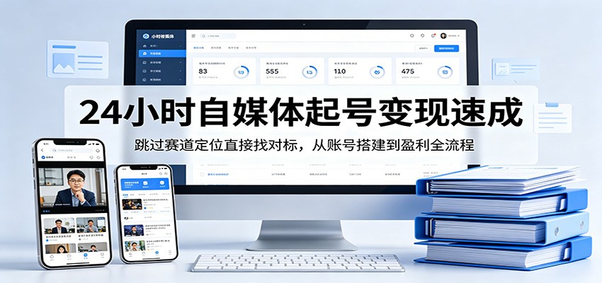 24小时自媒体起号变现速成，跳过赛道定位直接找对标，从账号搭建到盈利全流程-知创网