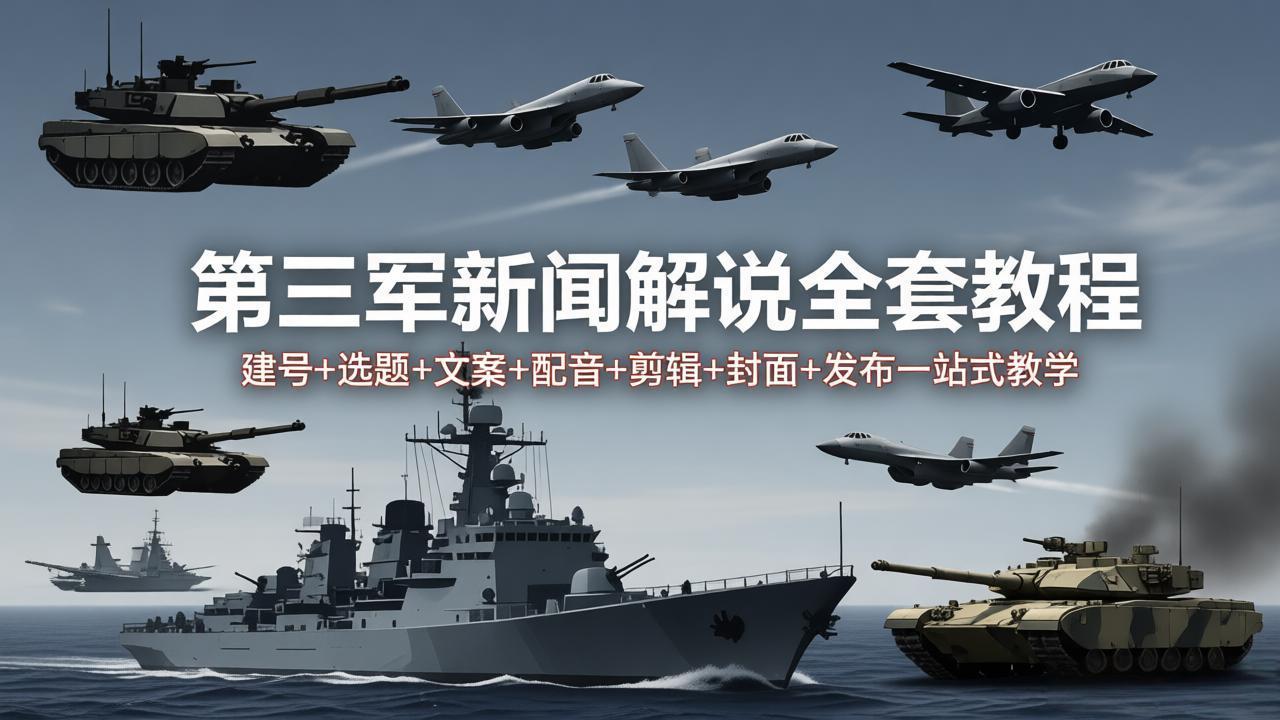 （18081期）第三军迷新闻解说全套教程：建号+选题+文案+配音+剪辑+封面+发布一站式教学-知创网