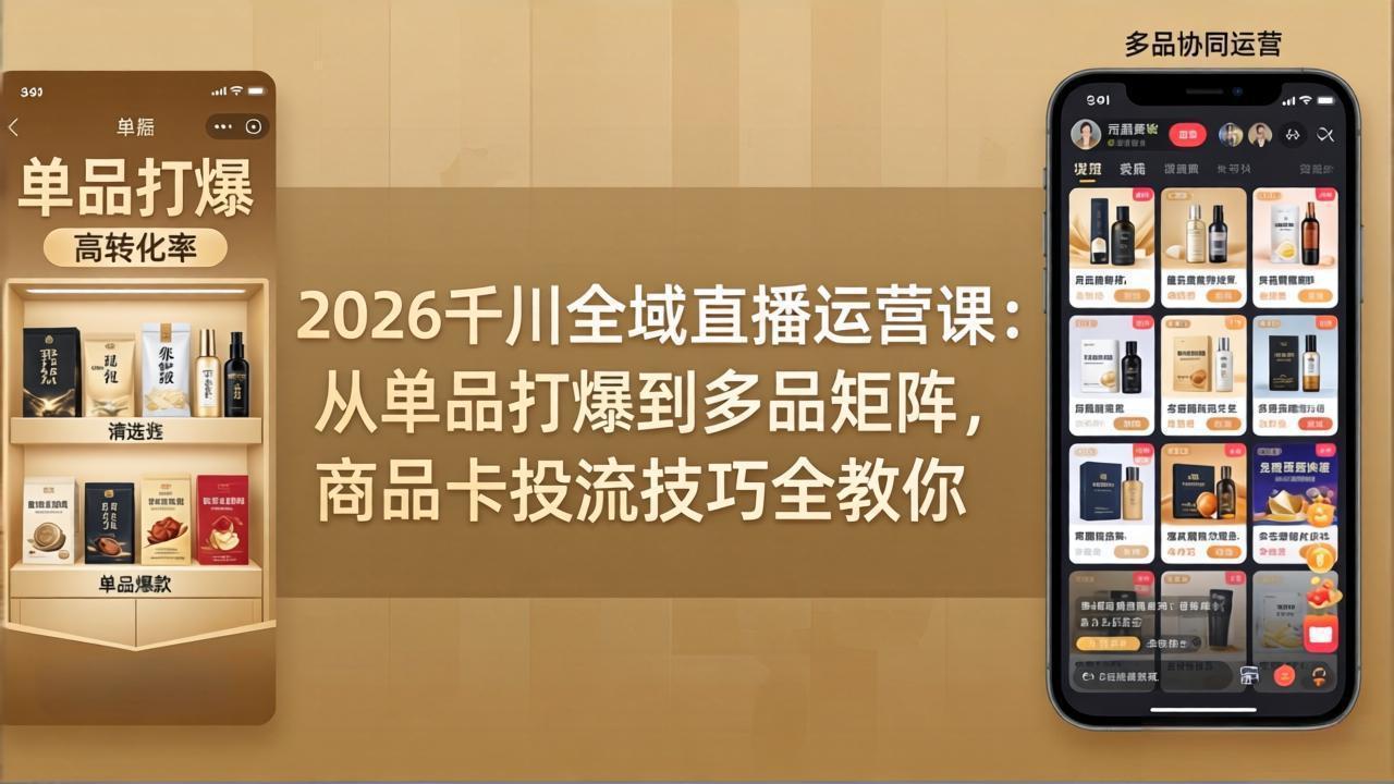 （18028期）2026千川全域直播运营课：从单品打爆到多品矩阵，商品卡投流技巧全教你-知创网