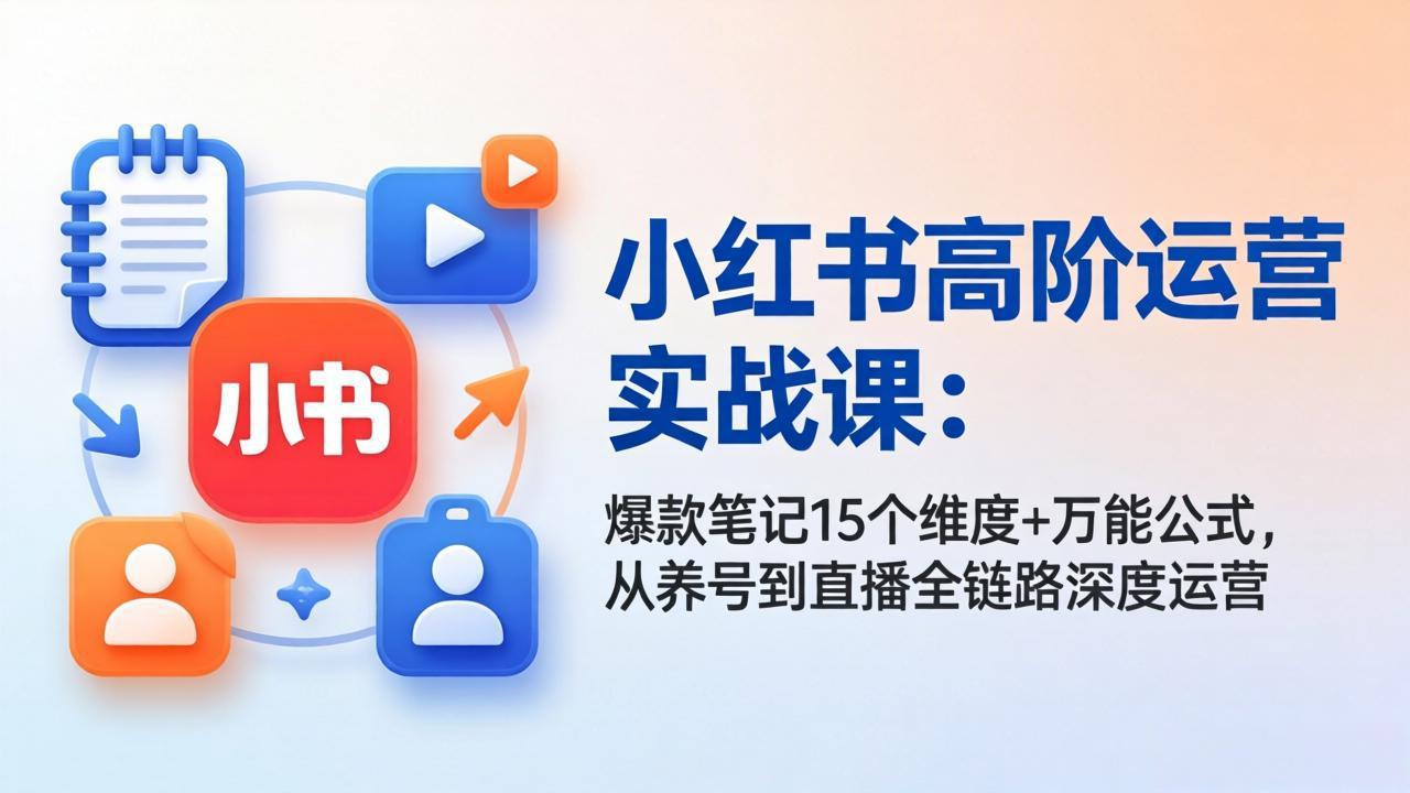 （17844期）小红书高阶运营实战课：爆款笔记15个维度+万能公式，从养号到直播全链路深度运营-知创网