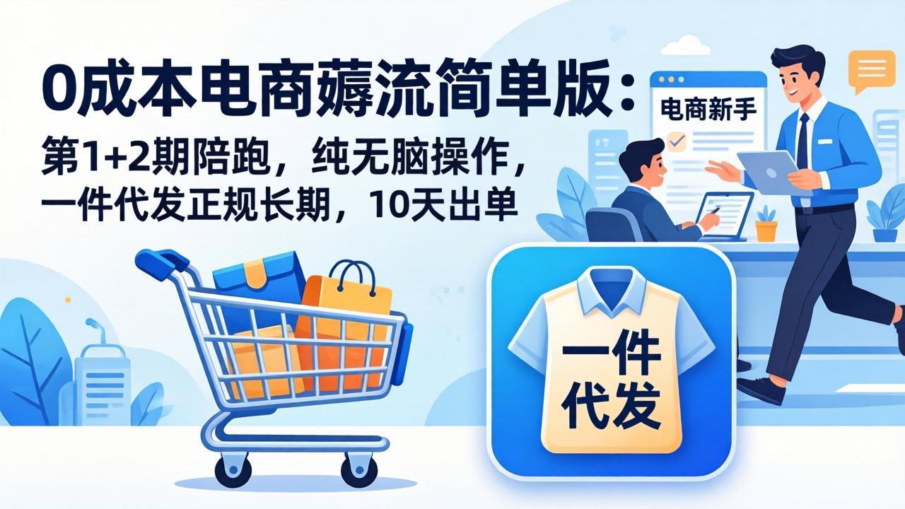 （17880期）0成本电商薅流简单版：第1+2期陪跑，纯无脑操作，一件代发正规长期，10天出单-知创网