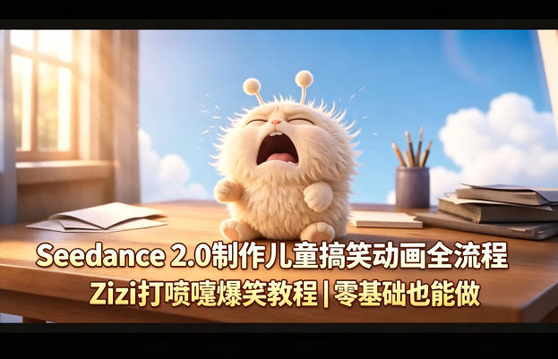 Seedance 2.0制作儿童搞笑动画全流程Zizi打喷嚏爆笑教程｜零基础也能做-知创网