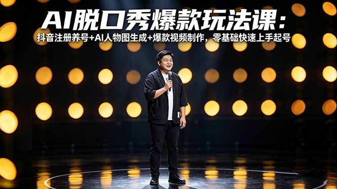 （18012期）AI脱口秀爆款玩法课：抖音注册养号+AI人物图生成+爆款视频制作，零基础快速上手起号-知创网