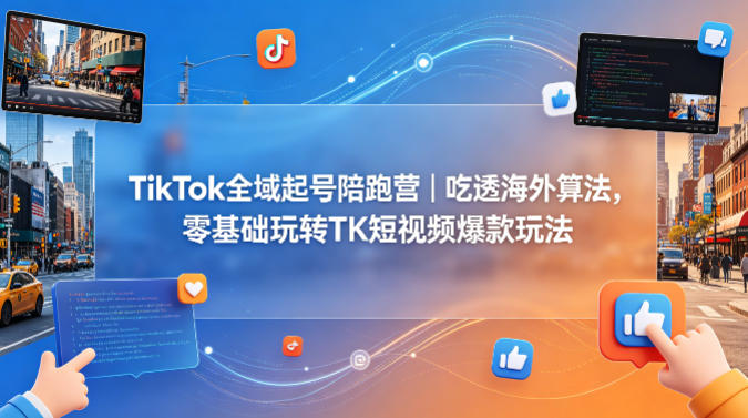 TikTok全域起号陪跑营｜吃透海外算法，零基础玩转TK短视频爆款玩法-知创网