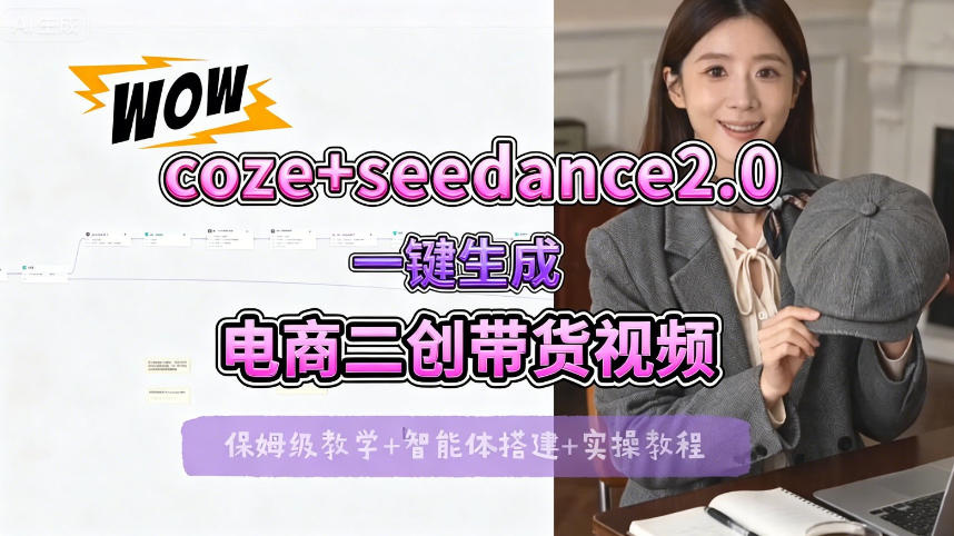 【Coze工作流搭建实操教程】seedance2.0+coze一键生成电商二创带货视频，全流程保姆级教学-知创网