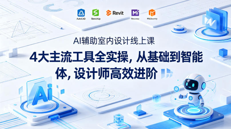AI辅助室内设计线上课｜4大主流工具全实操，从基础到智能体，设计师高效进阶-知创网