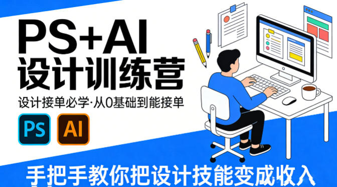 设计接单必学，PS+AI设计训练营，从0基础到能接单，手把手教你把设计技能变成收入-知创网