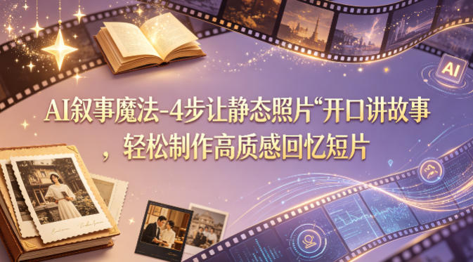 AI叙事魔法-4步让静态照片“开口讲故事”，轻松制作高质感回忆短片-知创网