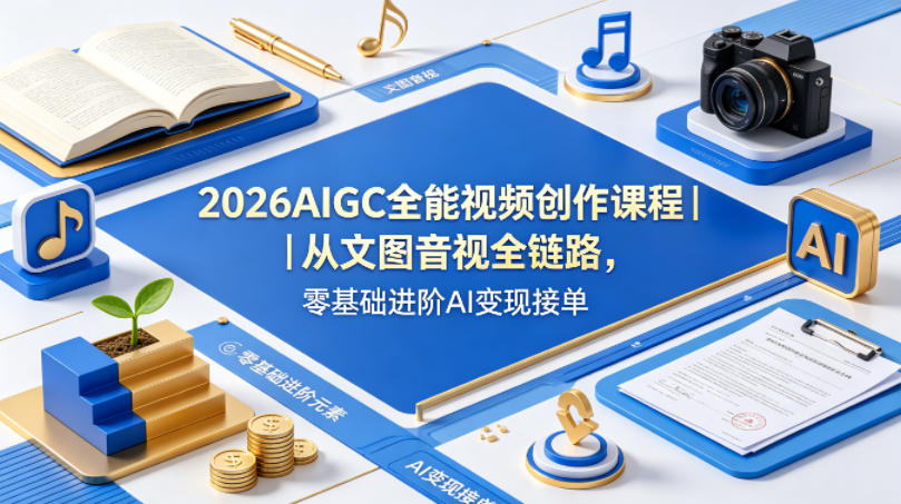2026AIGC全能视频创作课程｜从文图音视全链路，零基础进阶AI变现接单-知创网