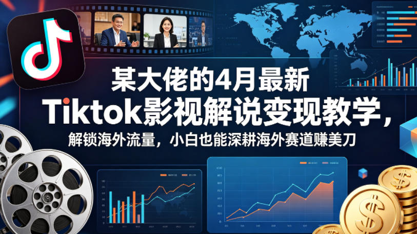 某大佬的4月最新Tiktok影视解说变现教学，解锁海外流量，小白也能深耕海外赛道賺美刀-知创网