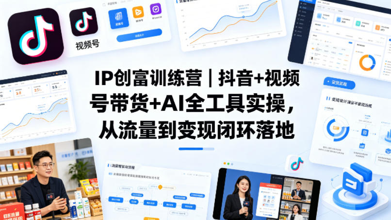 IP创富训练营｜抖音+视频号带货+AI全工具实操，从流量到变现闭环落地-知创网