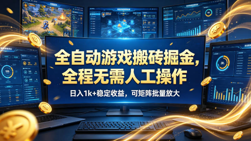 全自动游戏搬砖掘金，全程无需人工操作，日入1k+稳定收益，可矩阵批量放大【揭秘】-知创网