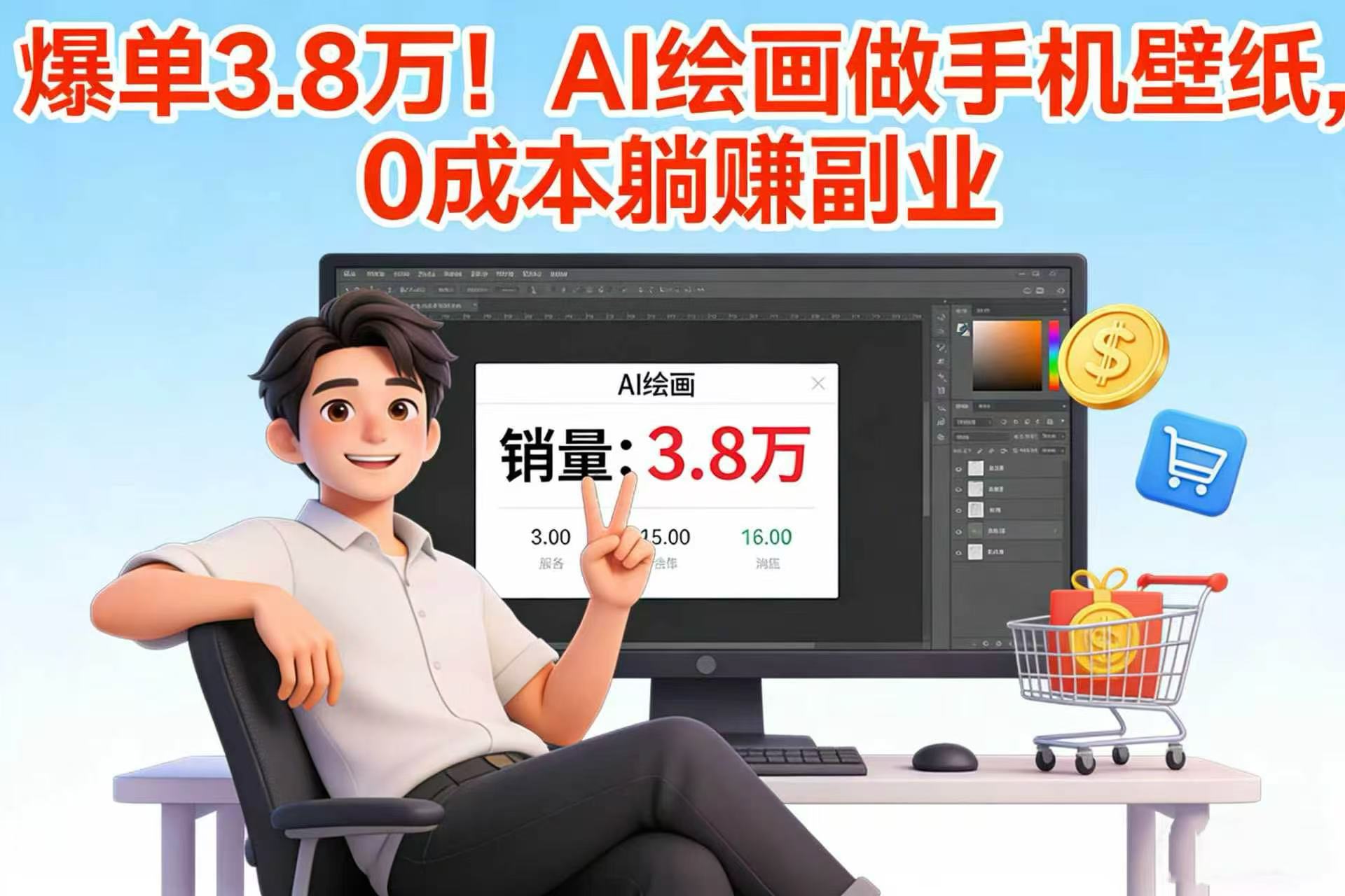 爆单 3.8 万！AI 绘画做手机壁纸，0 成本躺赚副业-知创网