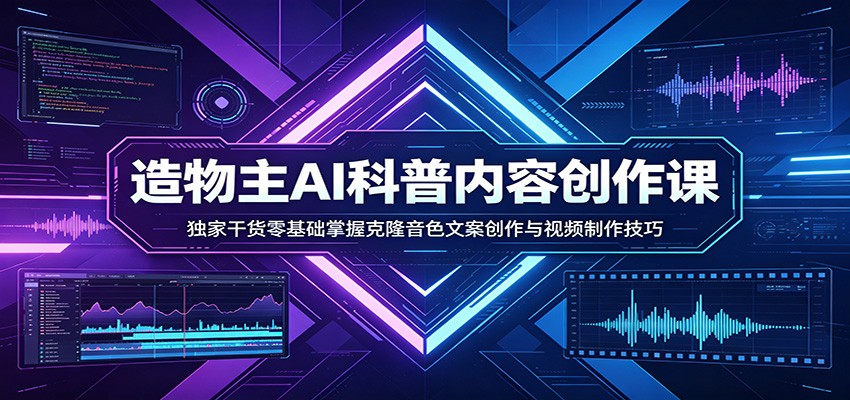 AI科普内容创作课：独家干货零基础掌握克隆音色文案创作与视频制作技巧-知创网