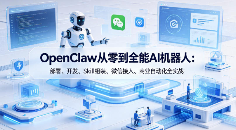 OpenClaw从零到全能AI机器人：部署、开发、Skill组装、微信接入、商业自动化全实战-知创网