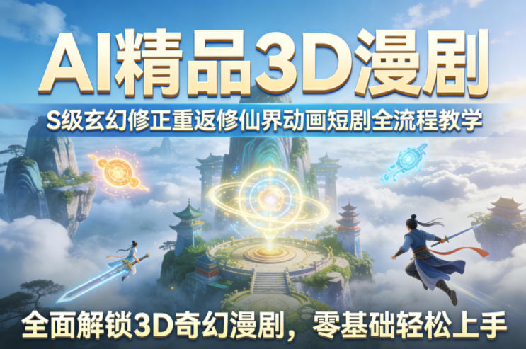 AI精品3D漫剧S级玄幻修正重返修仙界动画短剧全流程教学，全面解锁3D奇幻漫剧，零基础轻松上手-知创网