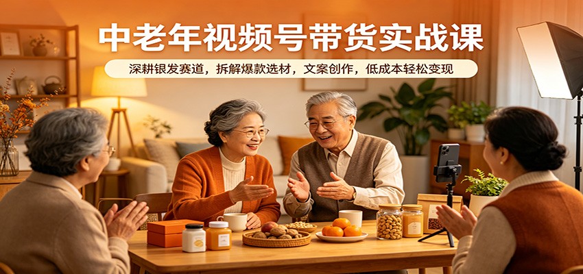 中老年视频号带货实战课：深耕银发赛道，拆解爆款选材，文案创作，低成本轻松变现-知创网