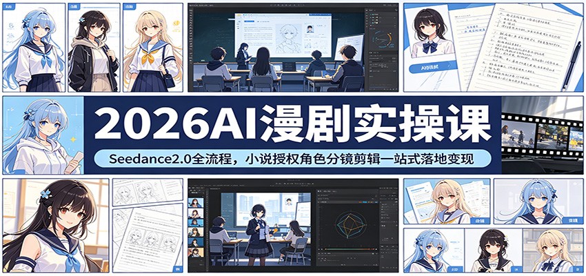 2026AI漫剧实操课：Seedance2.0全流程，小说授权角色分镜剪辑一站式落地变现-知创网