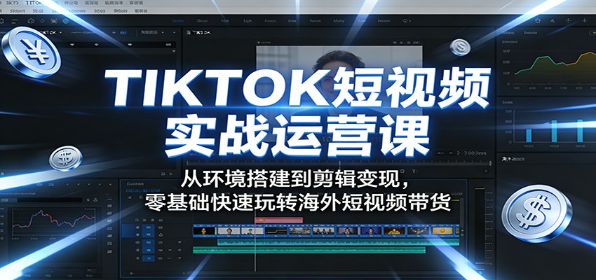 TIKTOK短视频实战运营课:从环境搭建到剪辑变现,零基础快速玩转海外短视频带货-知创网