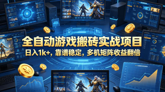 全自动游戏搬砖实战项目，日入1k+，靠谱稳定，多机矩阵收益翻倍【揭秘】-知创网