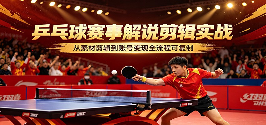乒乓球赛事解说剪辑实战，从素材剪辑到账号变现全流程可复制-知创网