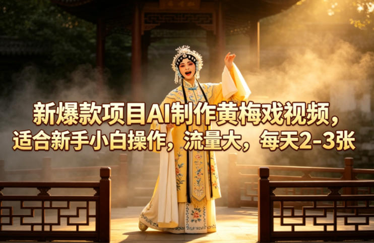 新爆款项目AI制作黄梅戏视频，适合新手小白操作，流量大，每天2-3张-知创网