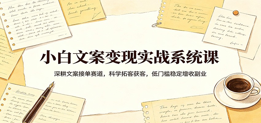 小白文案变现实战系统课：深耕文案接单赛道，科学拓客获客，低门槛稳定增收副业-知创网