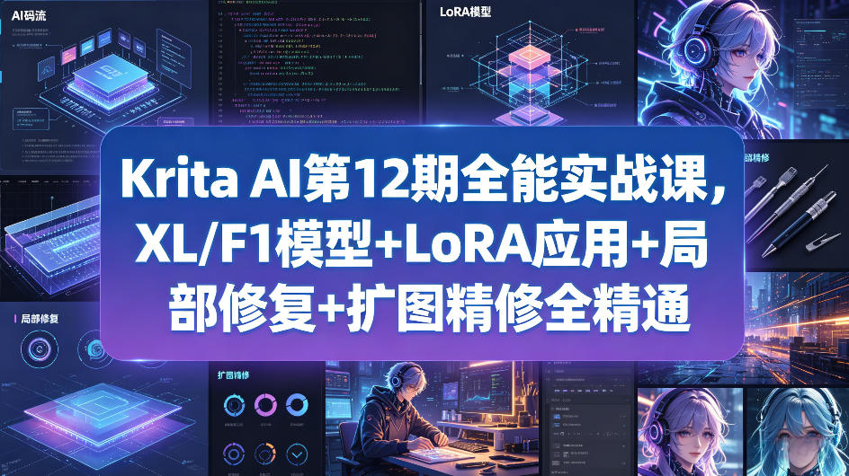Krita AI第12期全能实战课，XL/F1模型+LoRA应用+局部修复+扩图精修全精通-知创网