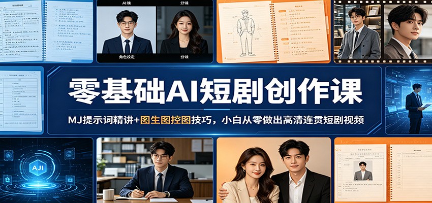 零基础AI短剧创作课：MJ提示词精讲+图生图控图技巧，小白从零做出高清连贯短剧视频-知创网