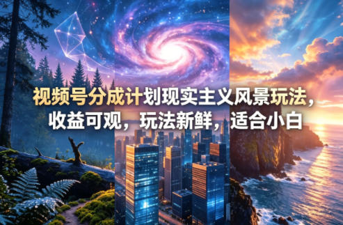 视频号分成计划现实主义风景玩法，收益可观，玩法新鲜，适合小白-知创网