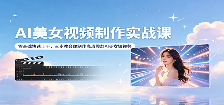 AI美女视频制作实战课:零基础快速上手,三步教会你制作高清爆款AI美女短视频-知创网