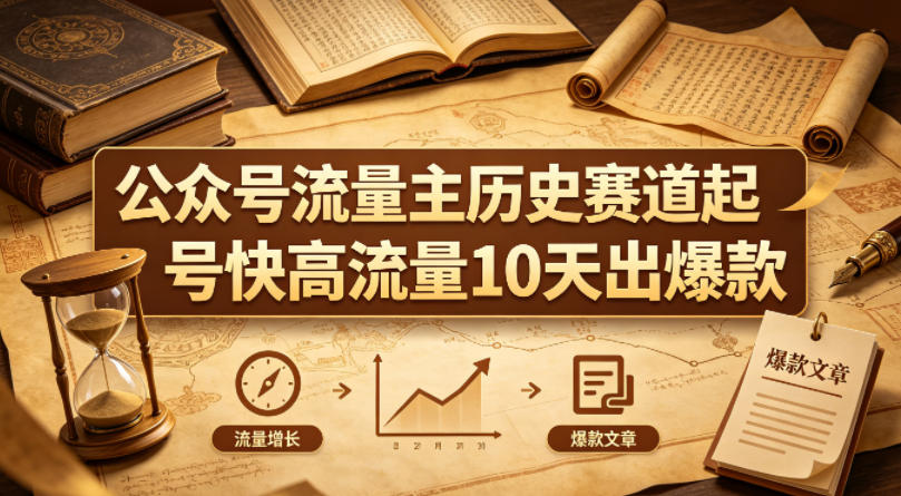 公众号流量主之历史赛道，起号快+高流量，10天就能出爆款！-知创网