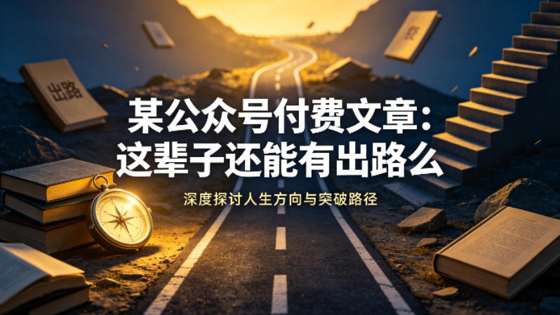 某公众号付费文章：这辈子还能有出路么-知创网