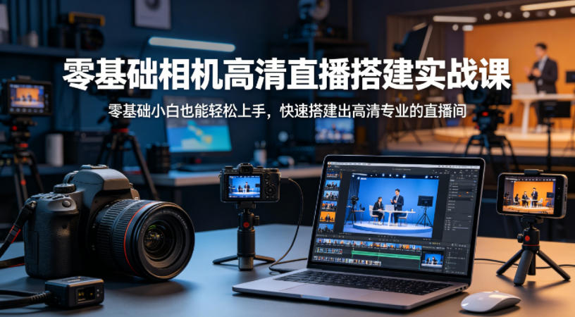 零基础相机高清直播间搭建实战课，小白也能轻松上手，快速搭建出高清专业的直播间-知创网