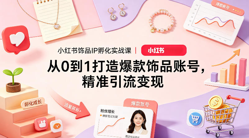 小红书饰品IP孵化实战课｜从0到1打造爆款饰品账号，精准引流变现-知创网