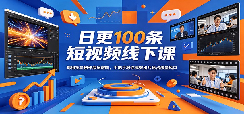 日更100条短视频线下课：揭秘批量创作底层逻辑，手把手教你高效出片抢占流量风口-知创网