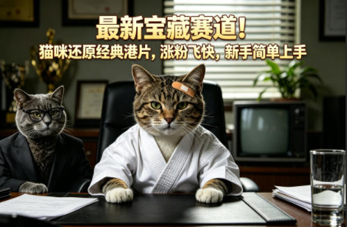 最新宝藏赛道！猫咪还原经典港片，涨粉飞快，新手简单上手-知创网