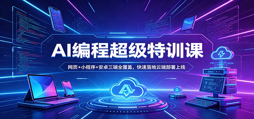 AI编程超级特训课：网页+小程序+安卓三端全覆盖，快速落地云端部署上线-知创网