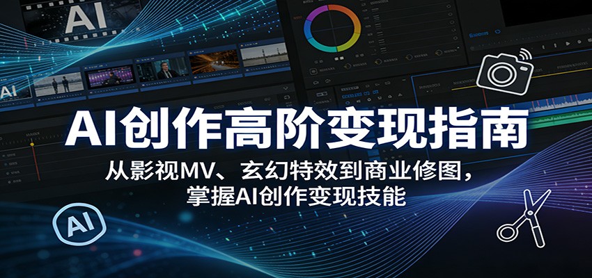 AI创作高阶变现指南：从影视MV、玄幻特效到商业修图，掌握AI创作变现技能-知创网