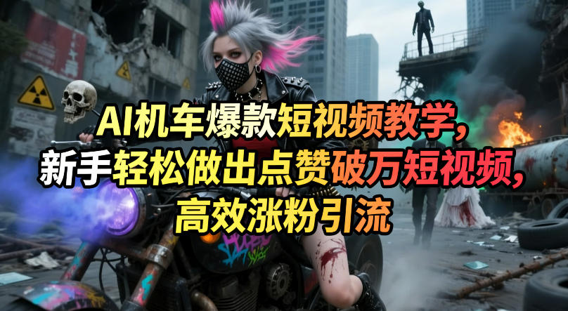AI机车爆款短视频教学，新手轻松做出点赞破万短视频，高效涨粉引流-知创网