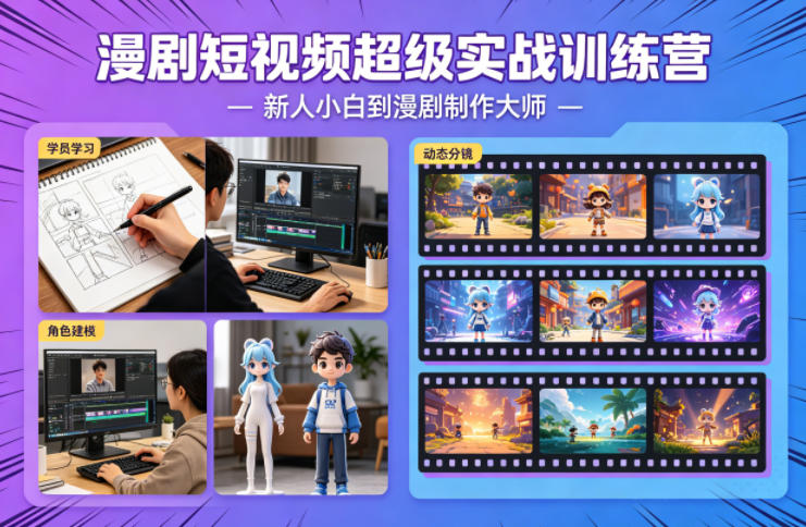 漫剧短视频超级实战训练营，新人小白到漫剧制作大师-知创网