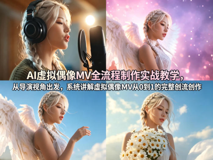 AI虚拟偶像MV全流程制作实战教学，从导演视角出发，系统讲解虚拟偶像MV从0到1的完整创作流程-知创网